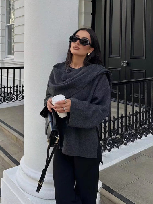 Solid Color Short Knitted Jacket