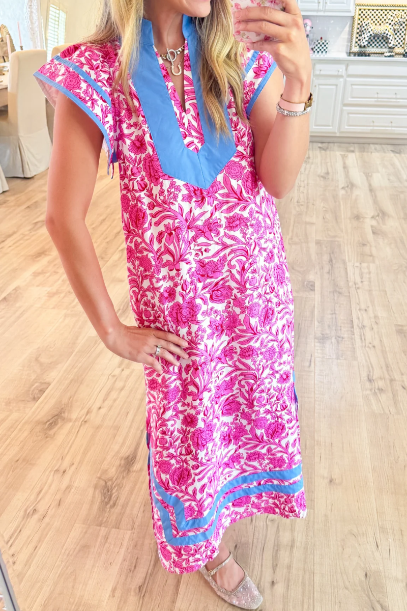 Floral Flutter Sleeve Midi Dress