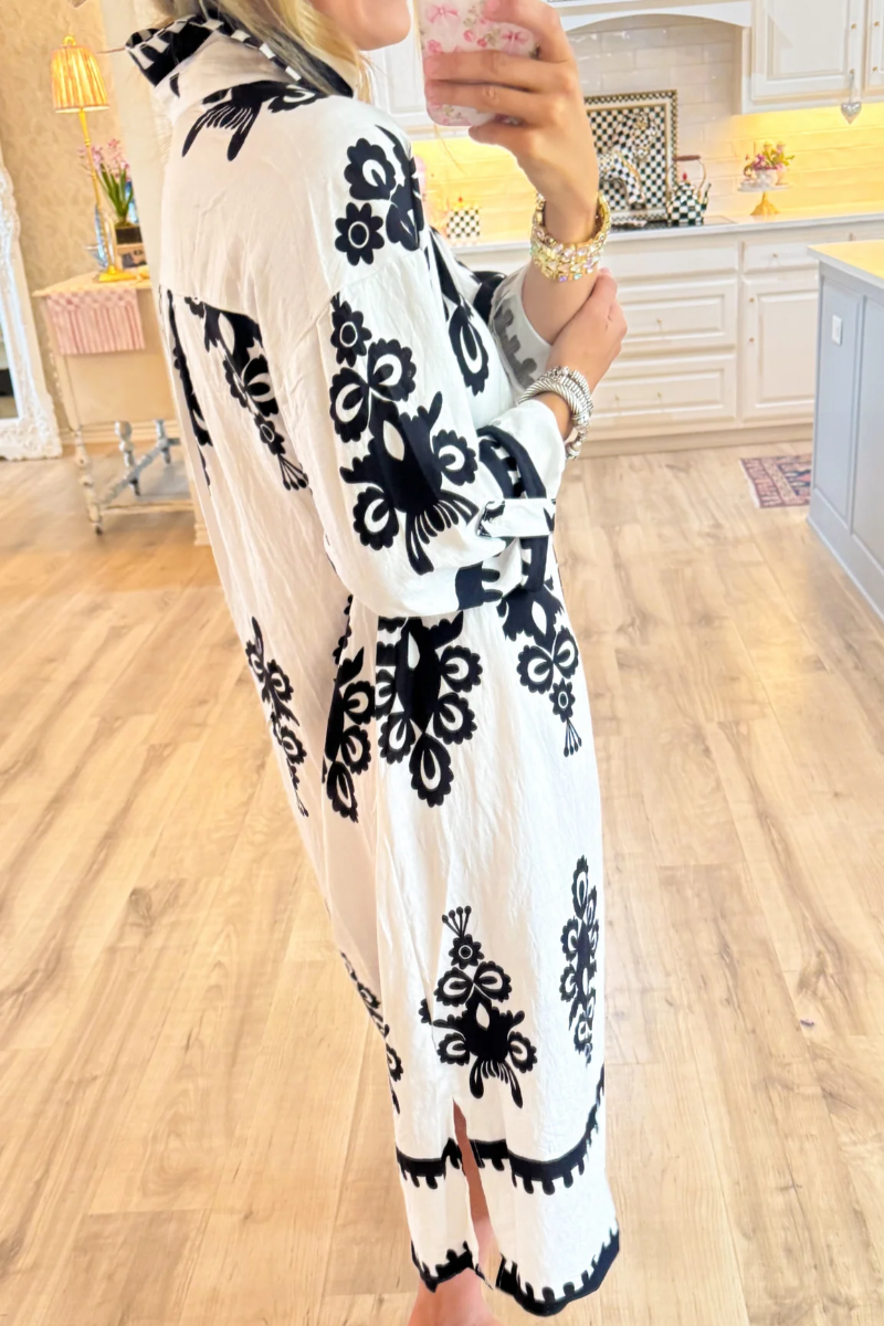 Ethnic Style Print Midi Dress