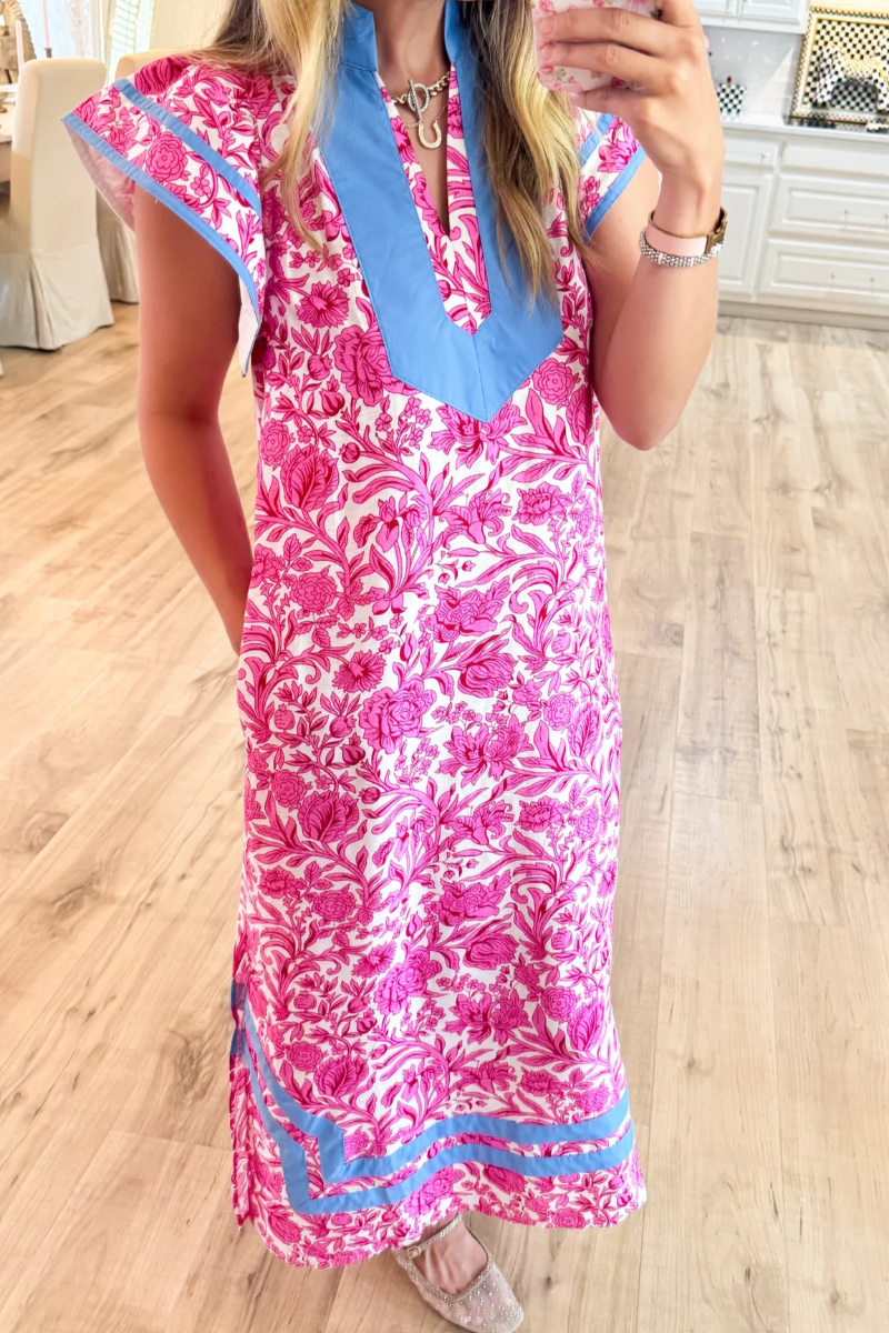 Floral Flutter Sleeve Midi Dress